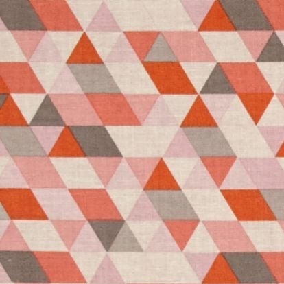 Geometric Triangle Ava Rose on Coral Pink Grey Orange Cotton Fabric