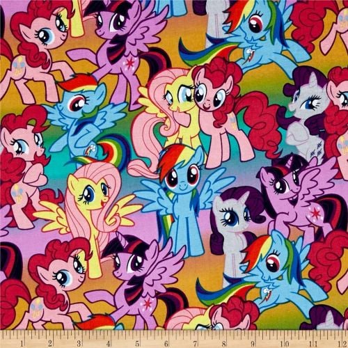 REMNANT My Little Pony Packed Ponies Multi Cotton Fabric