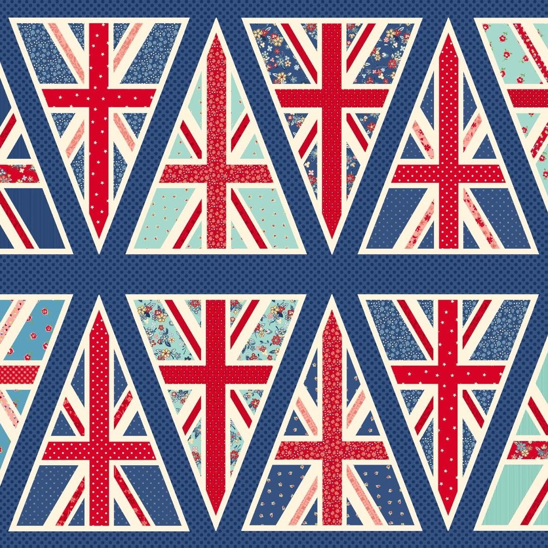 London Revisited Union Jack Flag British DIY Bunting Panel Cotton Fabric