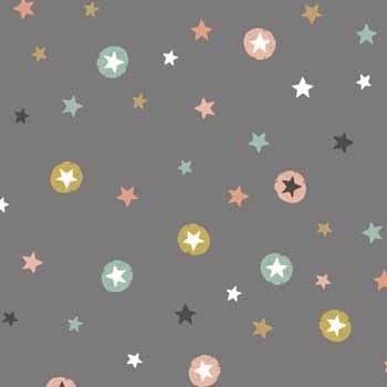 Modern Metallic Christmas Stars Metallic Gold Silver Grey Winter Cotton Fab