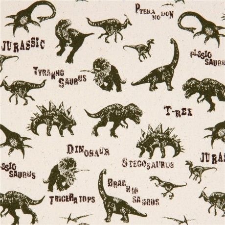 Dinosaurs Jurassic Dino Dinosaur Natural T-Rex Stegosaurus Cotton Fabric