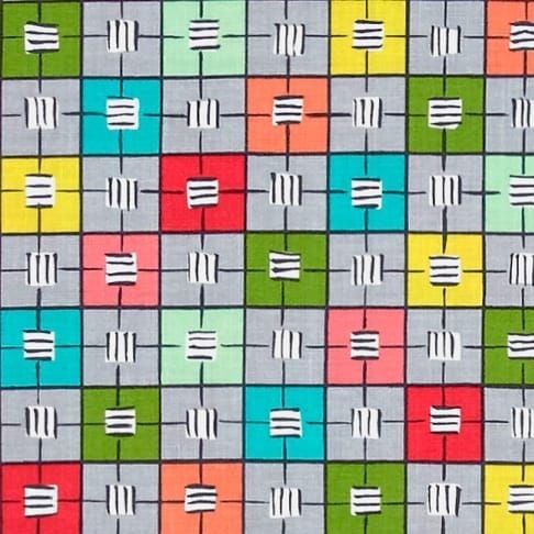 Michael Miller Our Yard Checkerboard Cloud Abstract Geometric Squares Grid