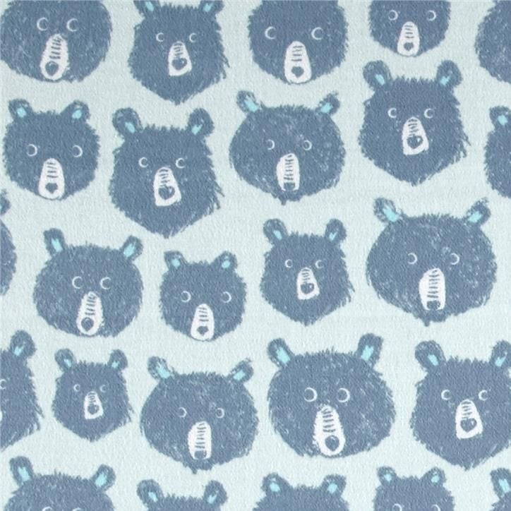 Brushed Cotton Cozy Teddy And The Bears Blue Cotton + Steel Brushed Cotton