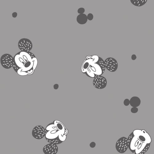 Disney Mickey Mouse Faces on Grey Ears Cotton Fabric