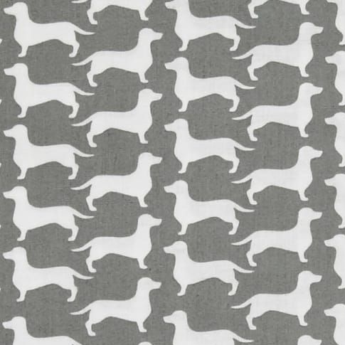 Dachshund Sausage Dog Dog Gone It Silhouette Wiener Dog Grey Gray Cotton Fa