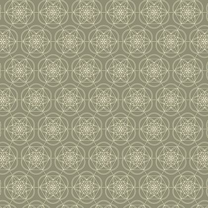Floral Gem Tucso Mandala Flower Grey Geometric Cotton Fabric