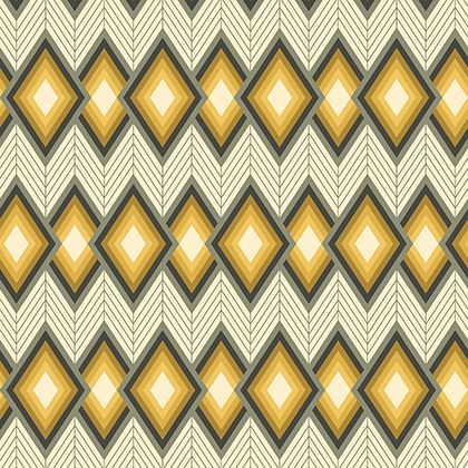 Tapestry Tucso Chevron Diamond Yellow Grey Grey Geometric Cotton Fabric
