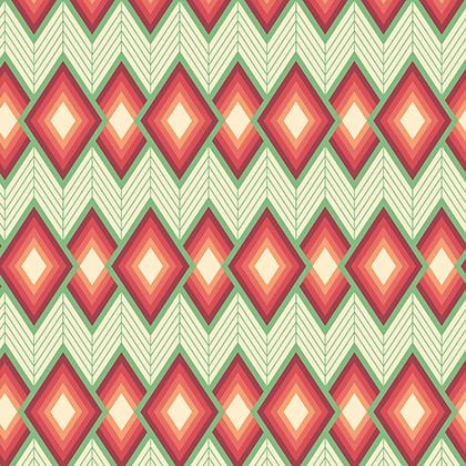 Tapestry Sedon Chevron Diamond Coral Mint Green Geometric Cotton Fabric