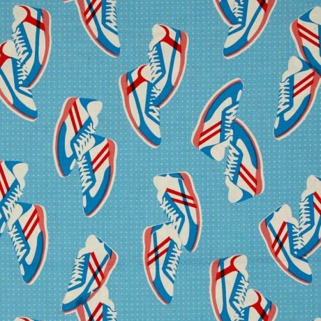 Cotton + Steel Kicks Sneakers Blue Shoes Trainers Cotton Fabric