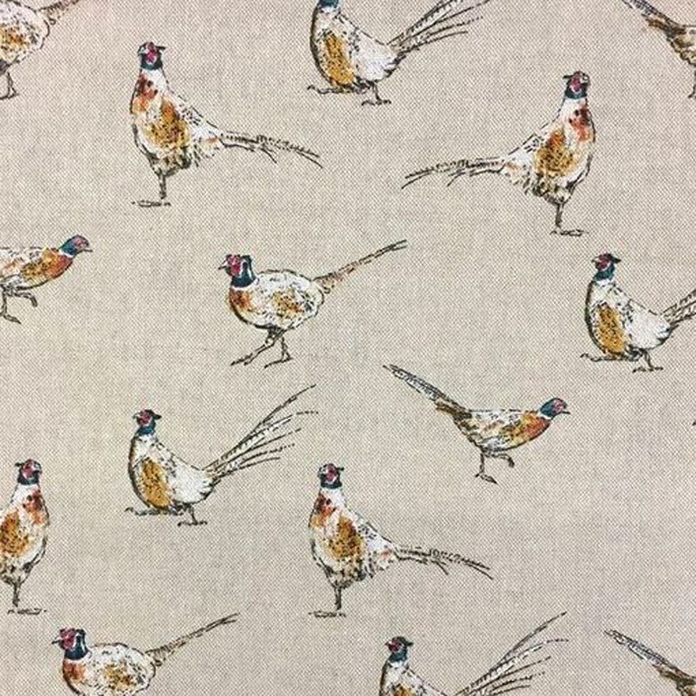 Chatham Glyn Mini Pheasants Countryside Pheasant Upholstery Weight Cotton F