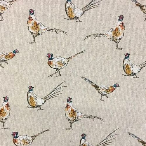 Chatham Glyn Mini Pheasants Countryside Pheasant Upholstery Weight Cotton F