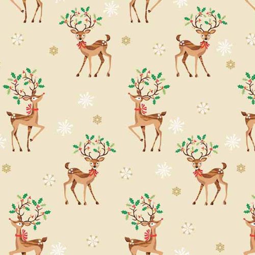 REMNANT Traditional Metallic Christmas Retro Reindeer Holly Kitsch Scatter