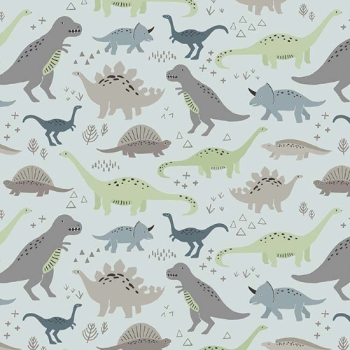 Dinosaurs Jurassic Dino Dinosaur Fossil Rim Main Blue Cotton Fabric