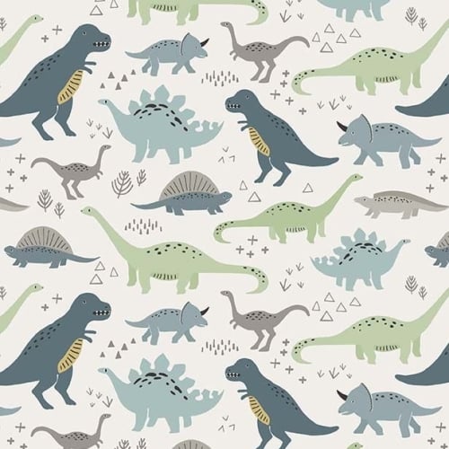Dinosaurs Jurassic Dino Dinosaur Fossil Rim Main Cream Cotton Fabric