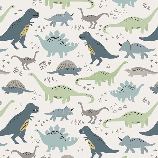 Dinosaurs Jurassic Dino Dinosaur Fossil Rim Main Cream Cotton Fabric
