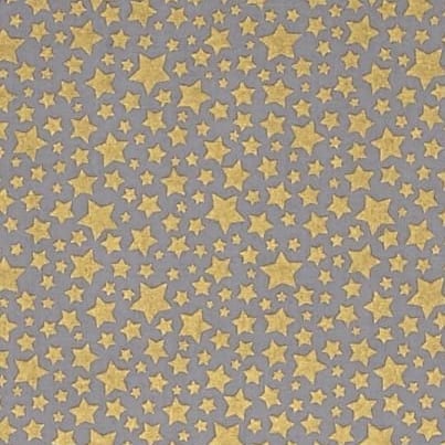 Cat's Cradle Stars Metallic Gold Star Starbrite Pewter Grey Cotton Fabric