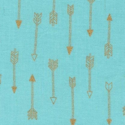 Mini Arrow Flight Mist Catching Dreams Gold Metallic Arrows on Aqua Mint Gr