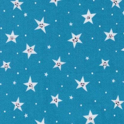 Road Trip Goodnight Twinkle Stars Happy Smiley Star Blue Nursery Cotton Fab
