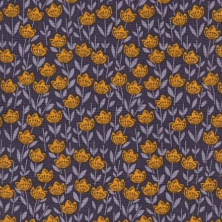 Into the Woods Mountain Laurel Floral Yellow Flowers on Stone Grey Cotton F