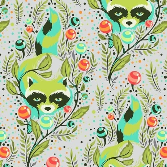 Tula Pink All Stars Raccoon Agave Raccoons Floral Botanical Cotton Fabric