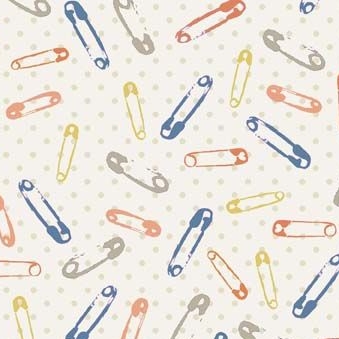 Handmade Makower Pins Safety Pin Sewing Ivory Cotton Fabric