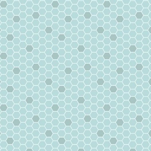 Bee Kind Blue Honeycomb Geometric Hexagons Blender Cotton Fabric