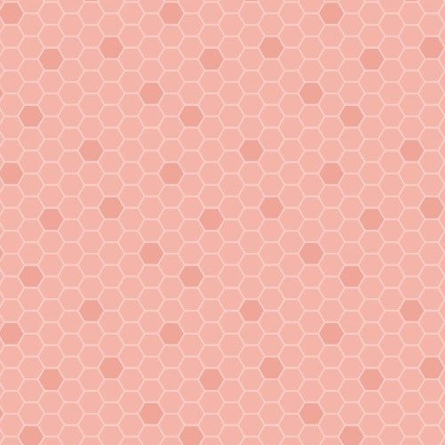 Bee Kind Peach Honeycomb Geometric Hexagons Blender Cotton Fabric