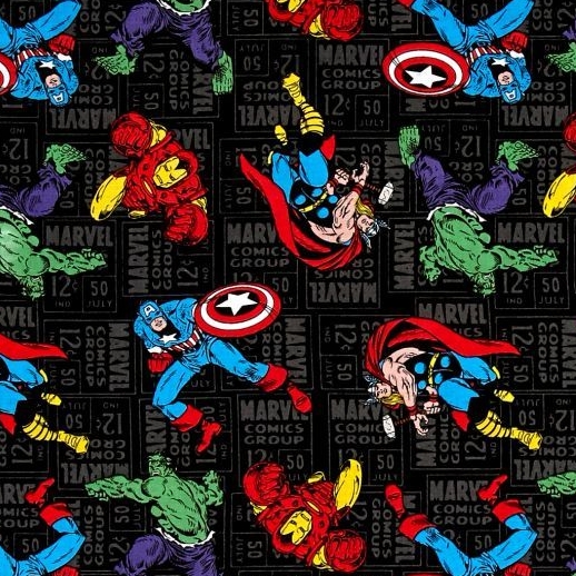 REMNANT Marvel Comics Superhero Avengers Retro Comics Character Toss Black