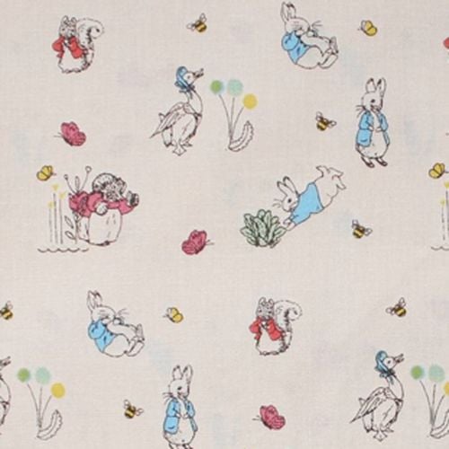 Beatrix Potter Classics Characters Peter Rabbit Nursery Cream Cotton Fabric
