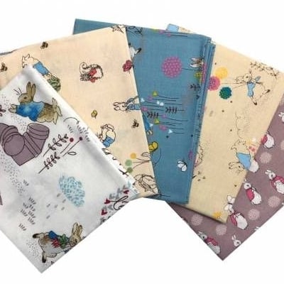 Beatrix Potter Nursery Peter Rabbit Charcater 5 Cotton Fabrics Fat Quarter