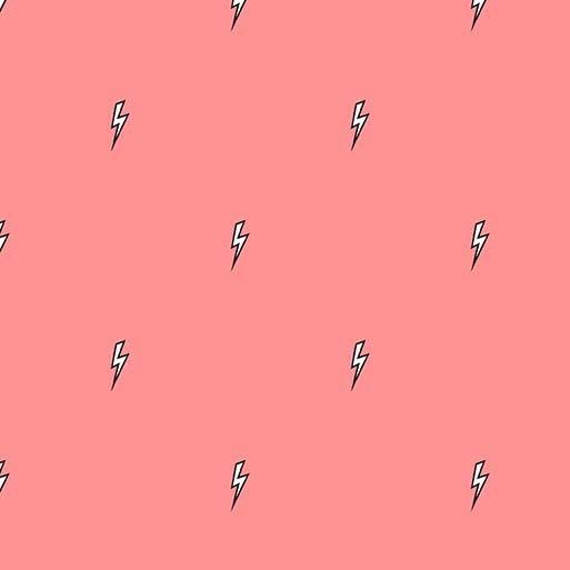 Believe Bolt Flower Lightning Bolt Flash Ziggy Coral Cotton Fabric by Micha