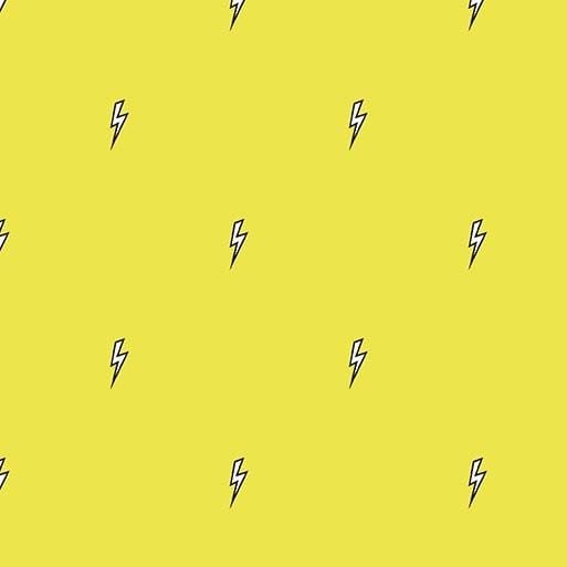 Believe Bolt Citron Lightning Bolt Flash Ziggy Acid Yellow Cotton Fabric by