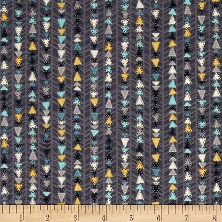 Geometric Triangle Ava Rose in Navy Blue Teal Orange Pink Cotton Fabric