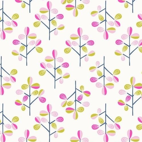Hann's Tree on Blue Hann's House Trees Botanical Cotton Fabric