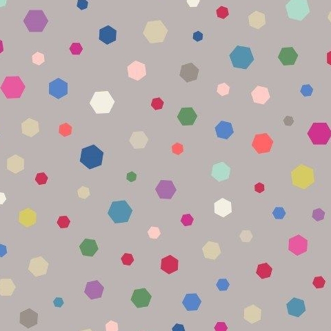 Geometrix Multi Hexagon on Grey Geometric Hexagons Confetti Bright Colours