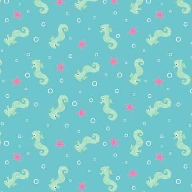 Dapper Seahorse Seahorses Coral Cotton Fabric