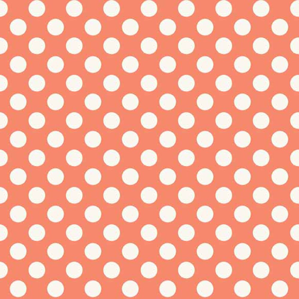 REMNANT Spot Rose White Polkadot on Coral Peach Spotty Dotty Cotton Fabric