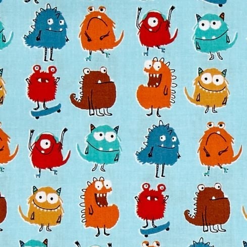 REMNANT Monsters Rows Adventure Blue Little Monster Creature Cotton Fabric