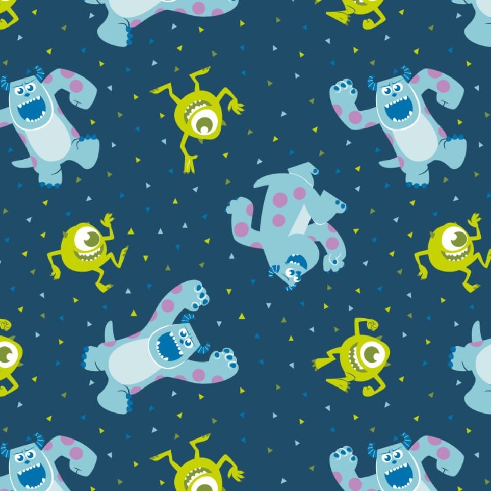 Disney Pixar Monsters, Inc. Mike and Sully in Navy Monster Character Cotton