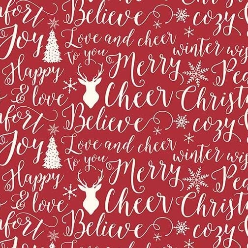 1 Metre Comfort and Joy Words Typography Christmas Text Holiday Winter Red