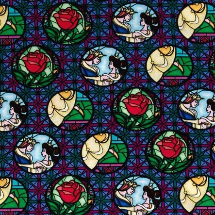 1 Metre Disney Princess Beauty and the Beast Stained Glass Badges Multi Cot