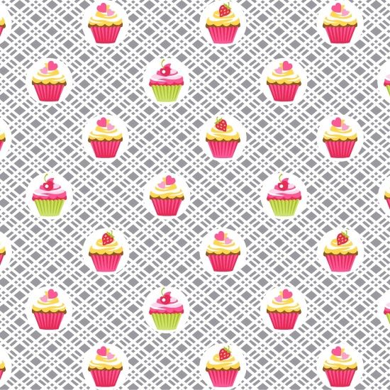 1 Metre Cupcake Cafe Cupcakes Geo Plaid Gray Baking Cake Sweet Treat Pink C