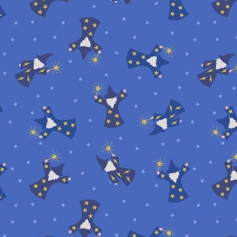 Wizard Small Things Mystical and Magical Wizards Mid Blue Metallic Gold Cot