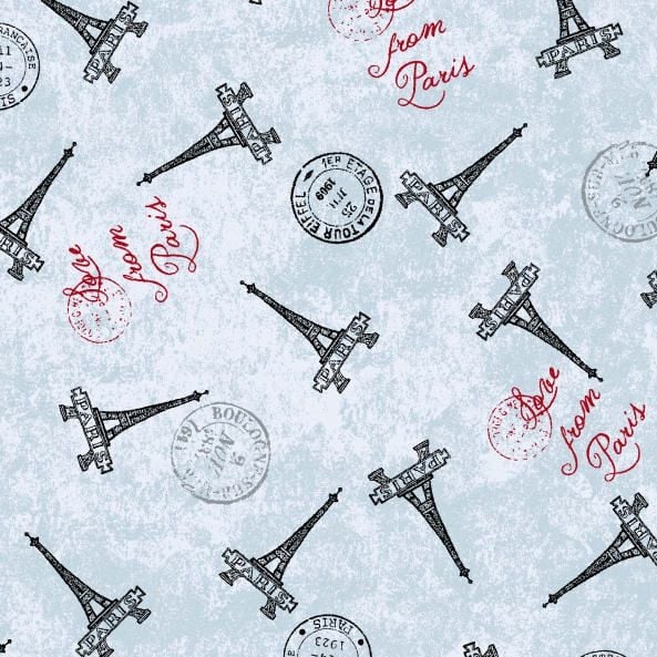 Eiffel Tower Paris French Spring Expo Cotton Fabric