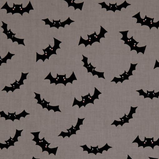 Halloween Bat Glow In The Dark Bats Gray Spooky Cotton Fabric