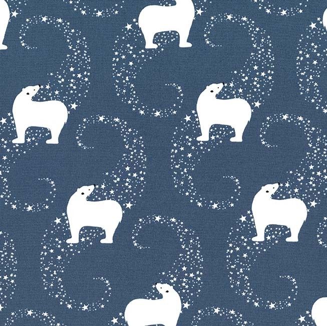 Winter Tails Polar Bears Celestial Polar Bear Stars Christmas Festive Cotto