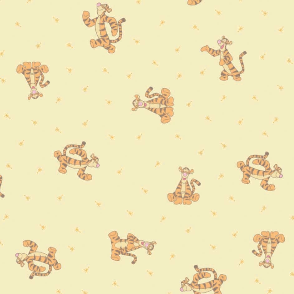Disney Winnie the Pooh Tigger Nursery Character Yellow Cotton Fabric
