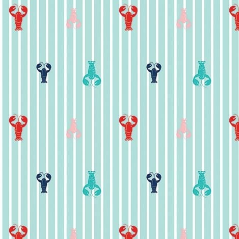 Seaside Lobsters Crustacean Lobster Cotton Fabric