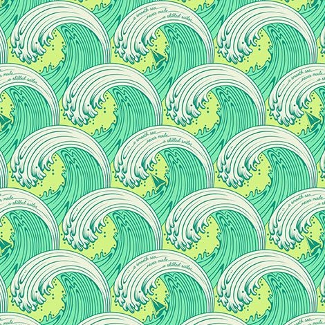 Tula Pink Zuma White Caps Waves Surf Sea Glass Ocean Wave Cotton Fabric