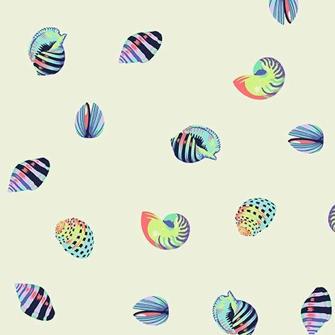 PRE ORDER Tula Pink Zuma Sea Shells Aquamarine Shell Beach Cotton Fabric